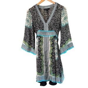 INC International Concepts Kimono Dress Paisley Print Sheer‎ Bell Sleeve 6